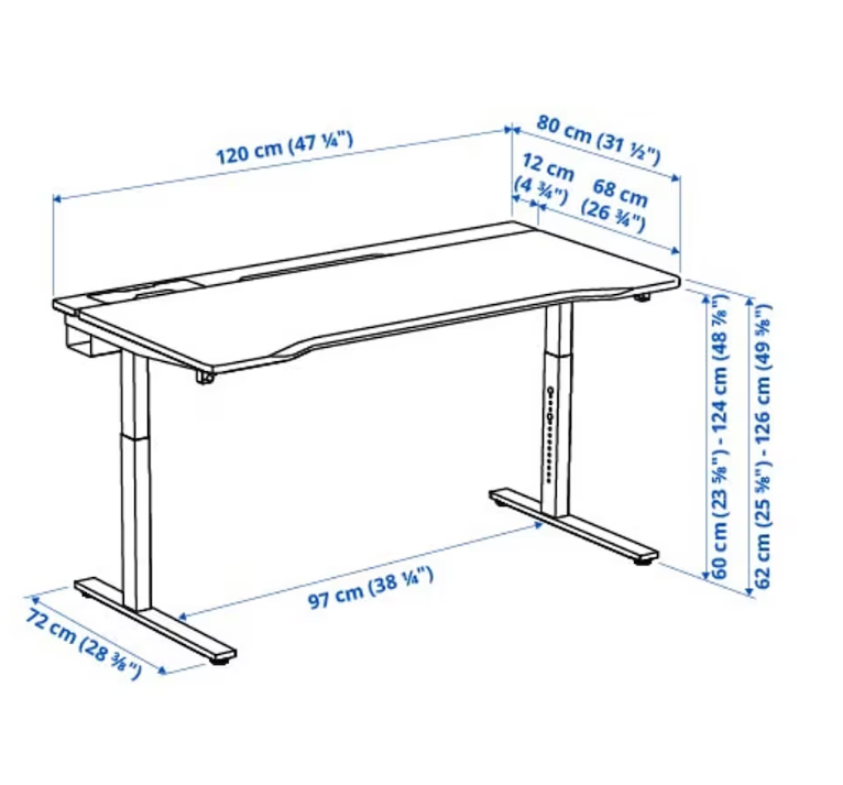 Gaming desk sit/stand, electric/black